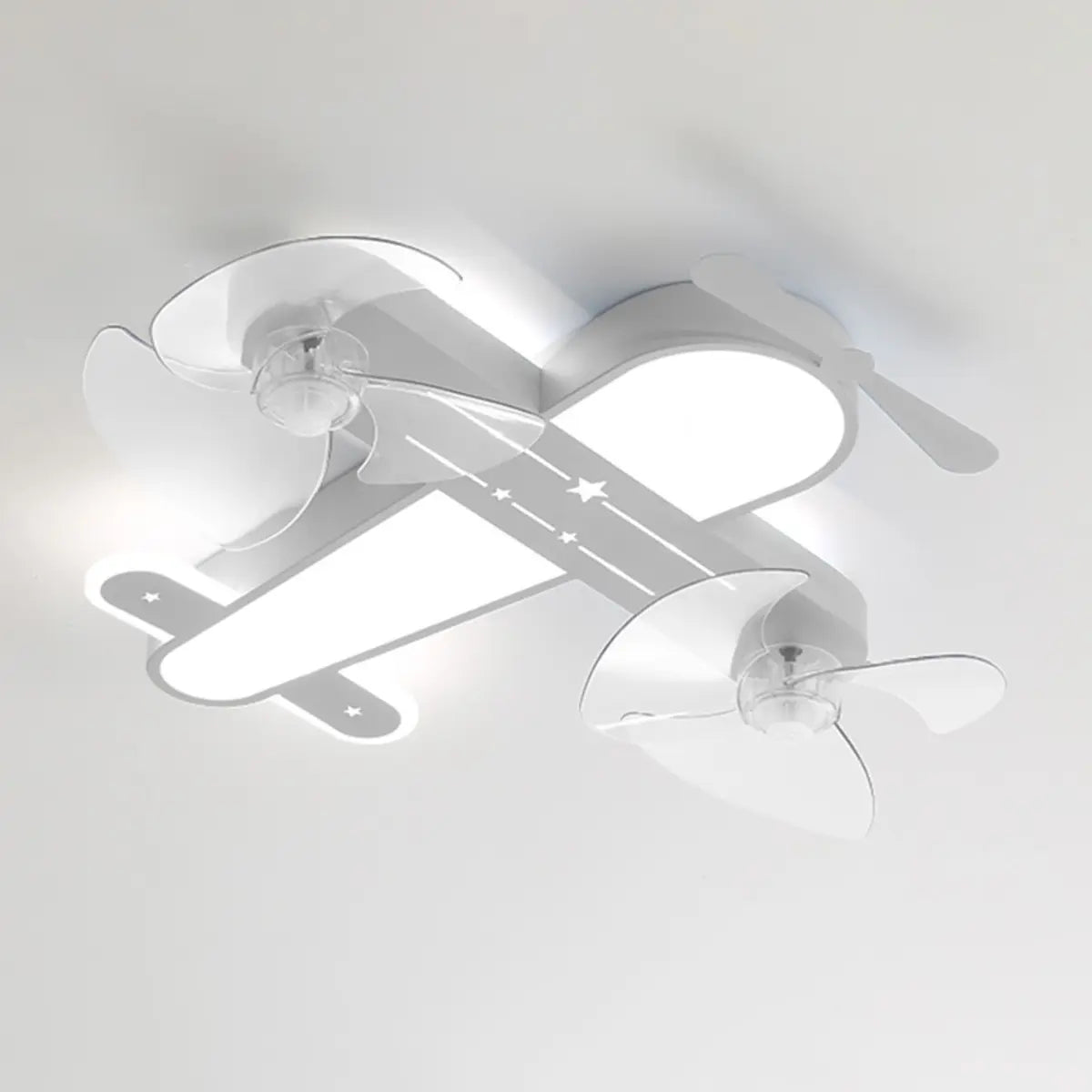 Flush Mount Kids Room Airplane Ceiling Fan with Light Image - 9