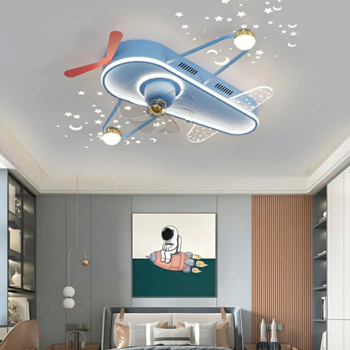 Modern Airplane LED Ceiling Fan Light for Kids Room Image - 22