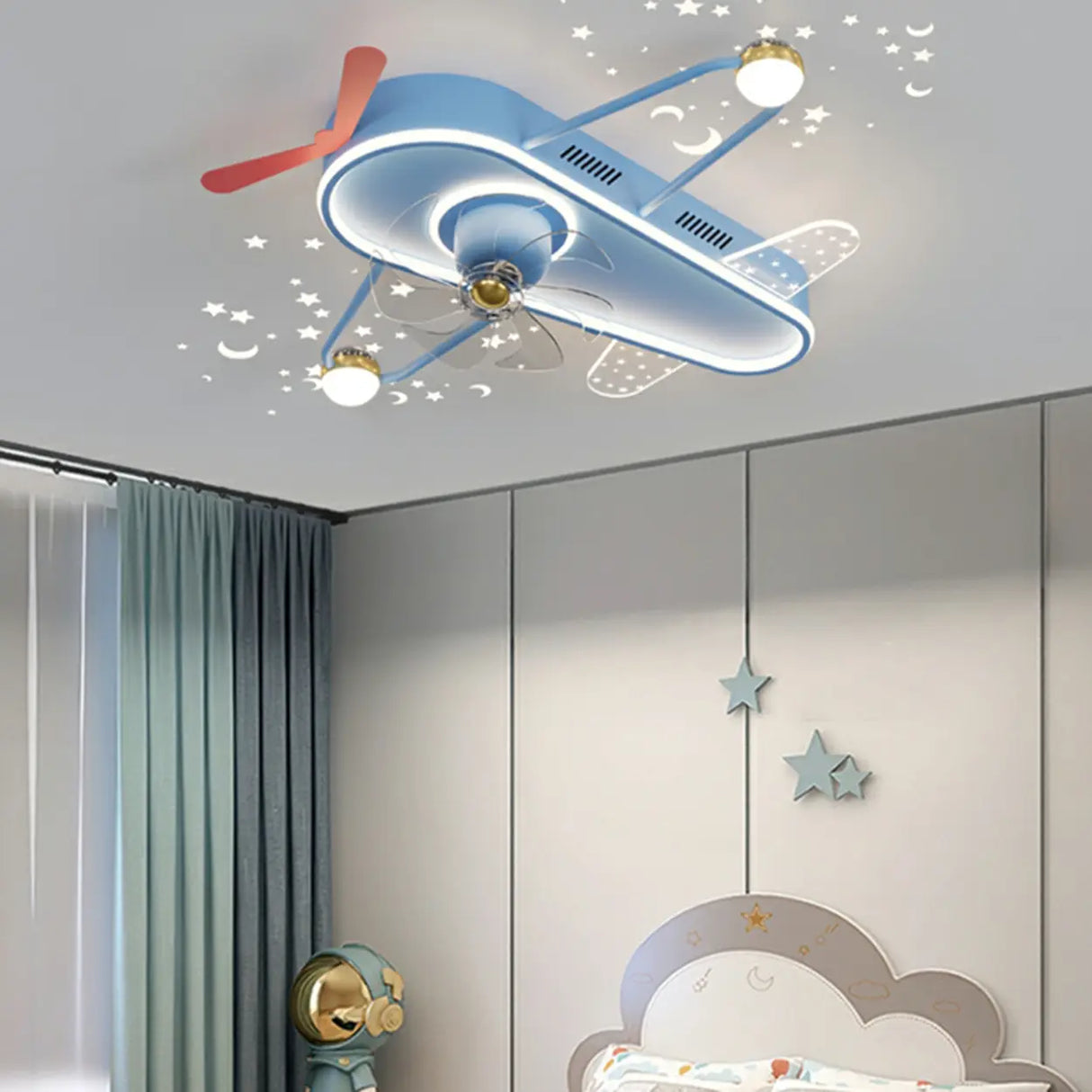 Modern Airplane LED Ceiling Fan Light for Kids Room Image - 23