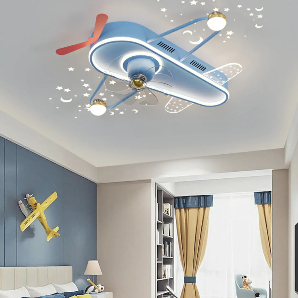 Modern Airplane LED Ceiling Fan Light for Kids Room Image - 4