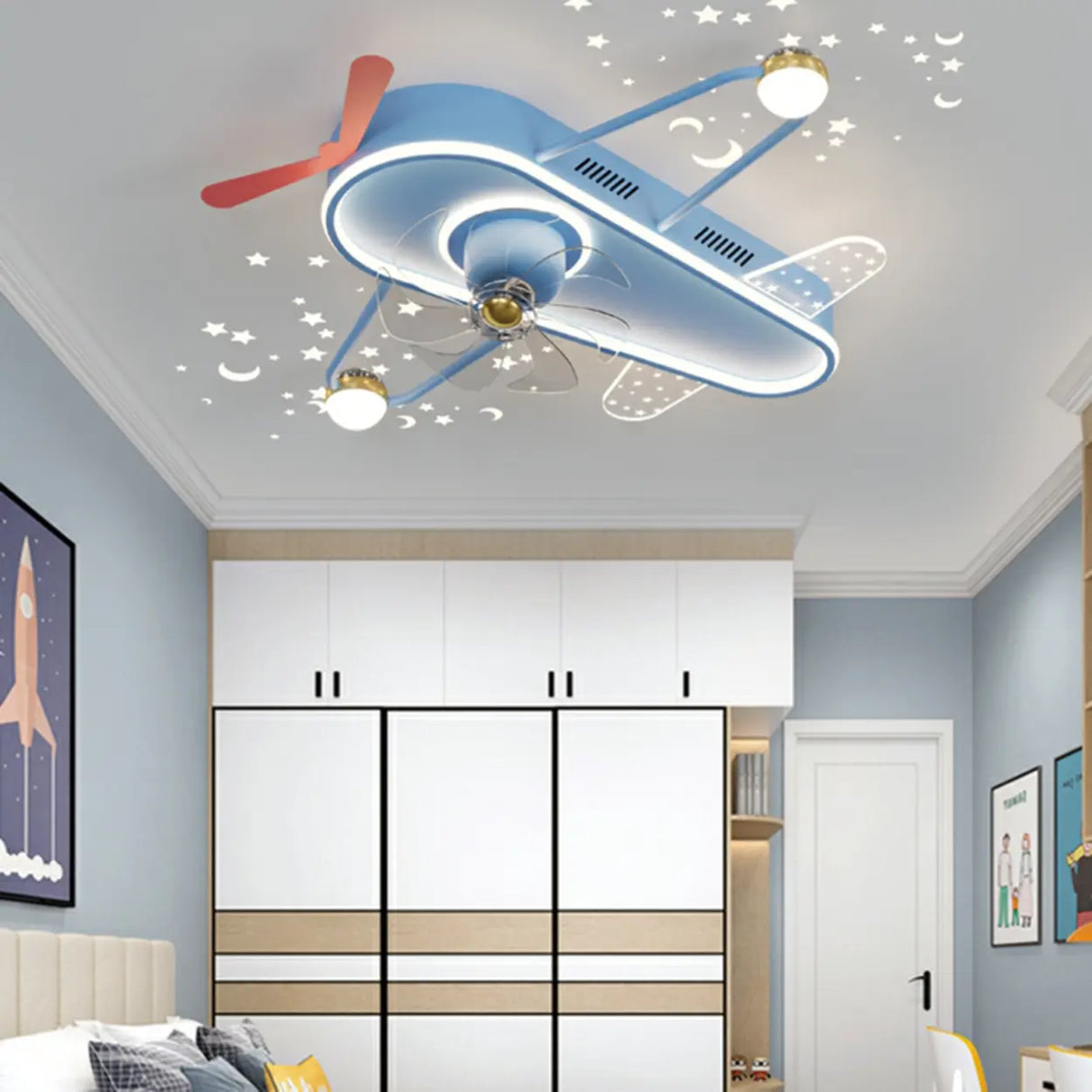 Modern Airplane LED Ceiling Fan Light for Kids Room Image - 6