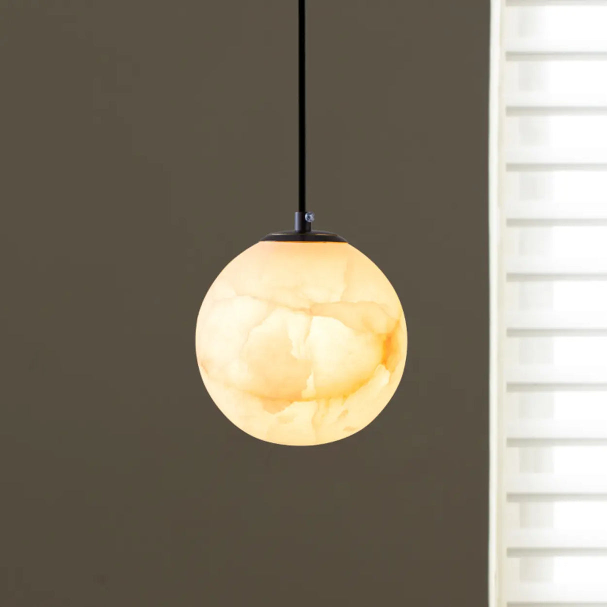 Modern Stone Marble Globe Pendant Light Flexible Length Image - 7