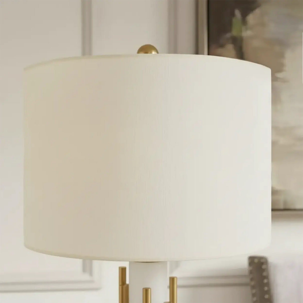 Modern Alabaster Stone Cylindrical White Shade LED Table Lamp Image - 4