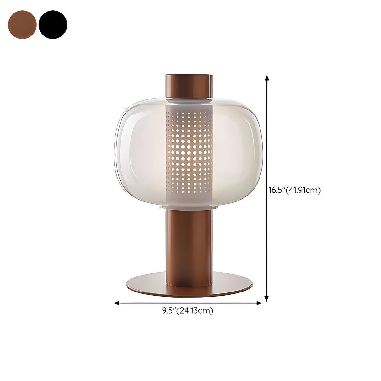 Modern Amber Perforated Glass Globe Shade Table Lamp