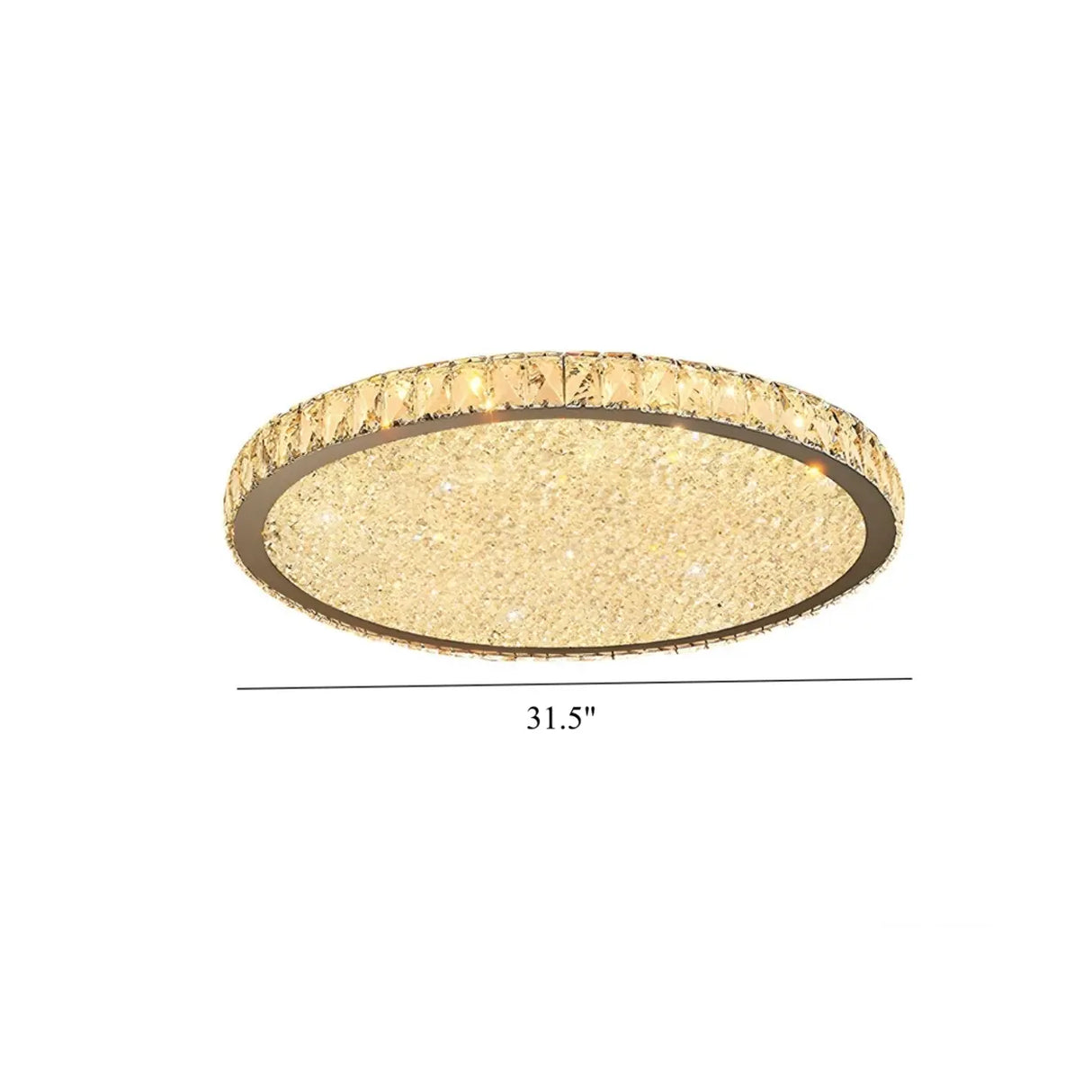 Modern Amber Round Crystal LED Flush Mount Ceiling Lamp Image - 12