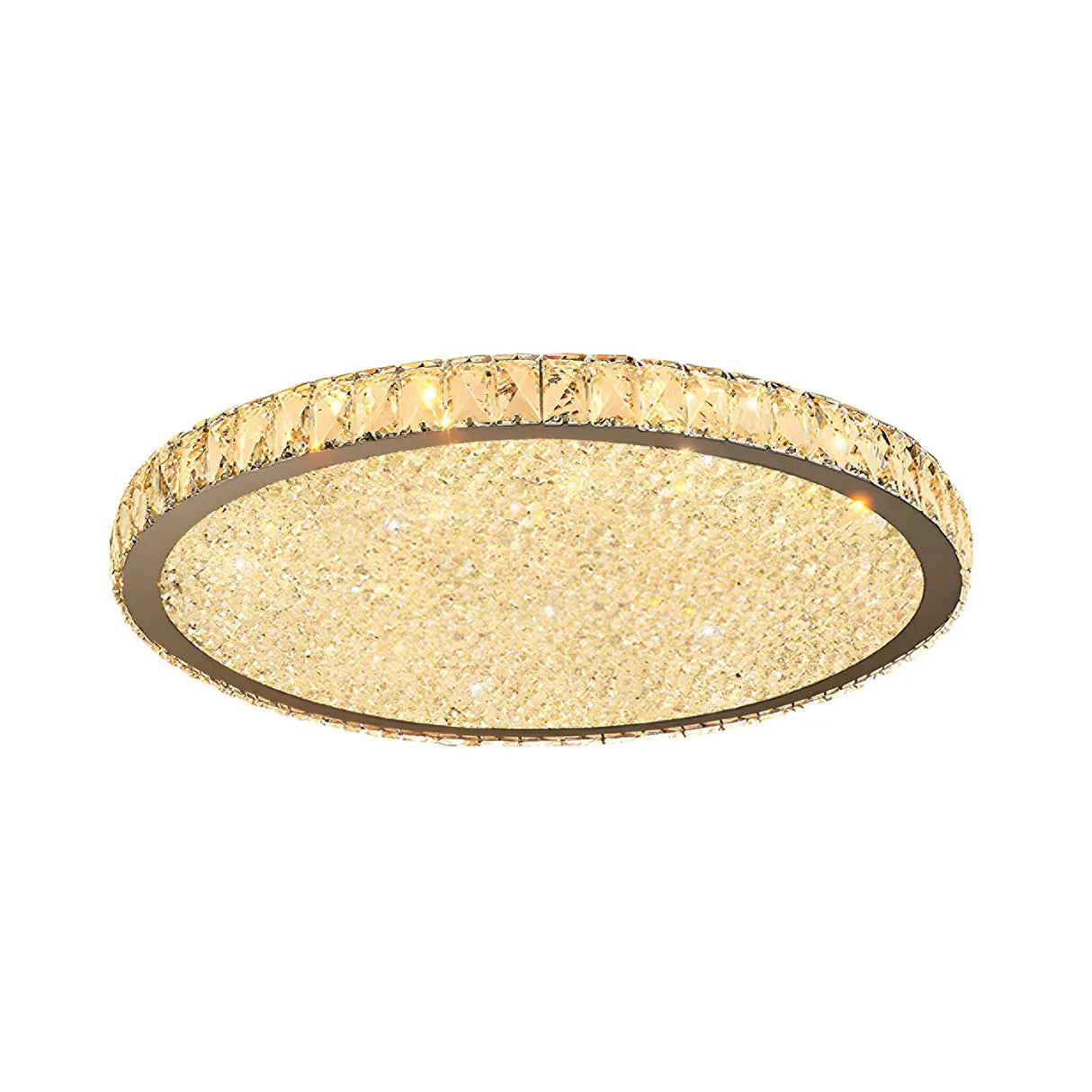 Modern Amber Round Crystal LED Flush Mount Ceiling Lamp Image - 6