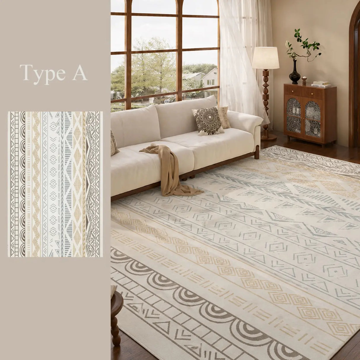 Modern Anti-Slip Polyester Linear Rectangle Area Rug Image - 5