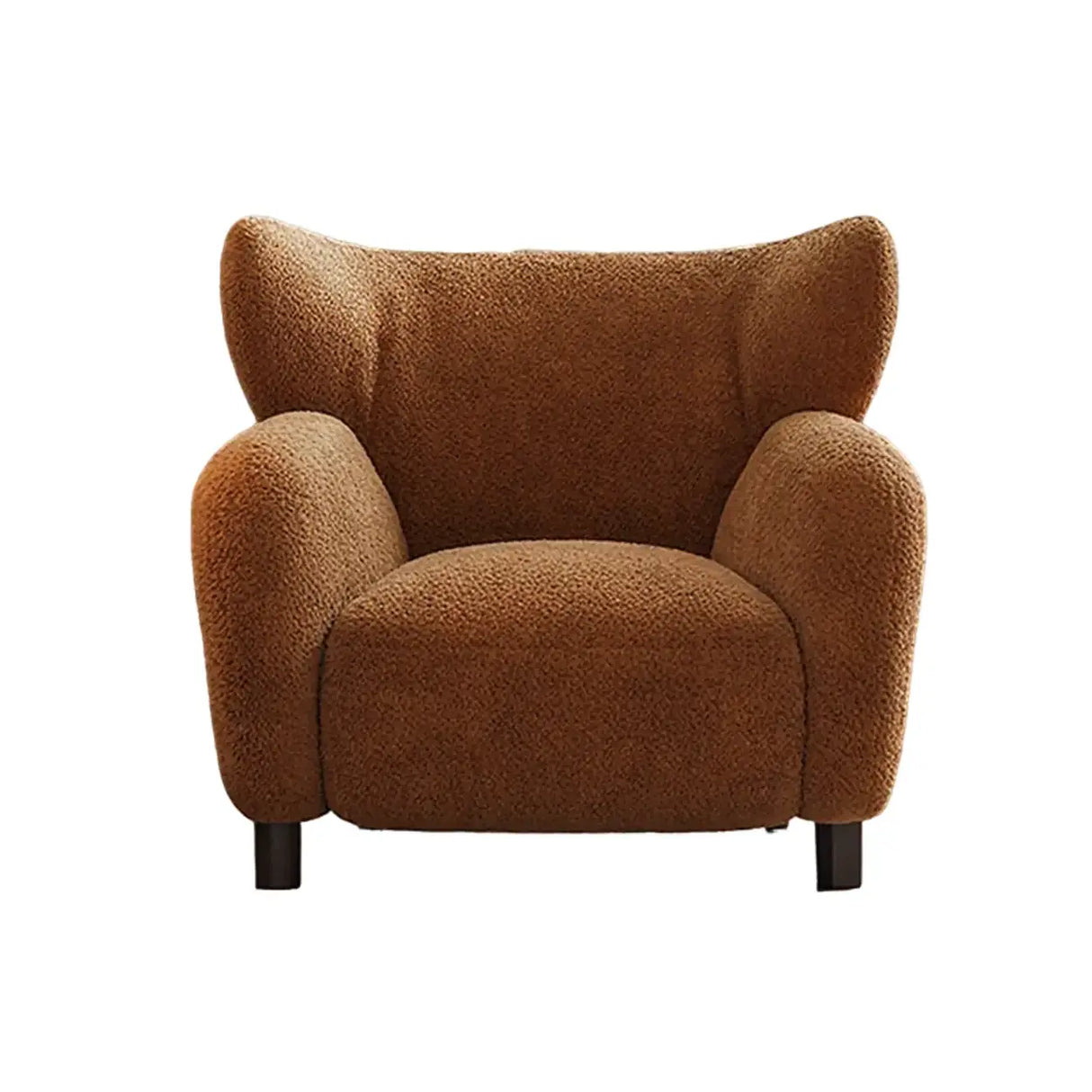 Modern Apricot Chenille Fabric Wingback Accent Chair with Arms Image - 7