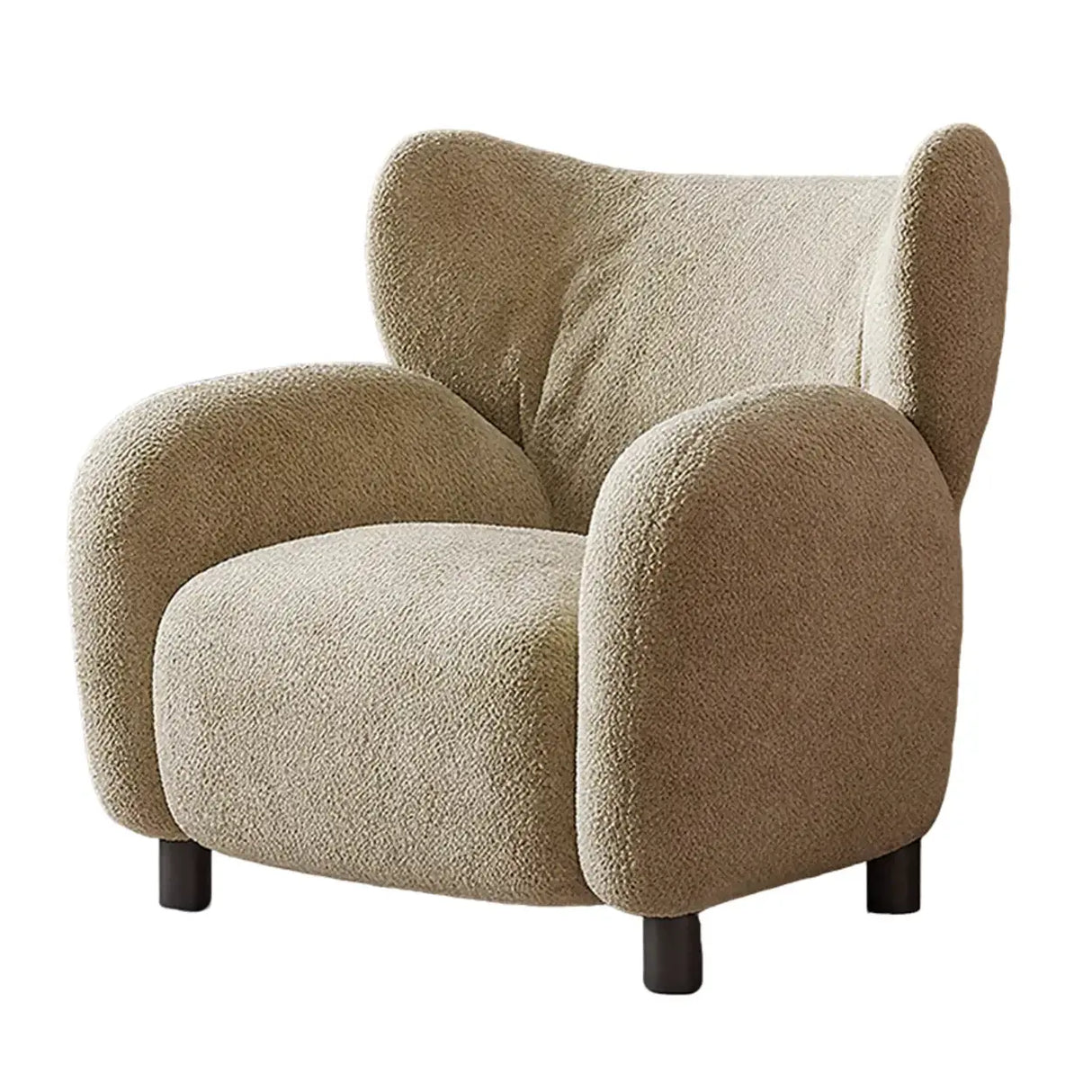 Modern Apricot Chenille Fabric Wingback Accent Chair with Arms Image - 8