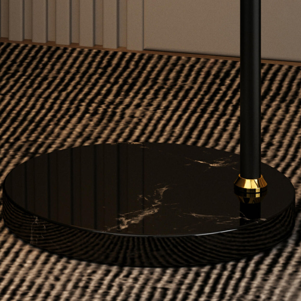 Modern Arced White Feather Floor Lamp Side Table Image - 10