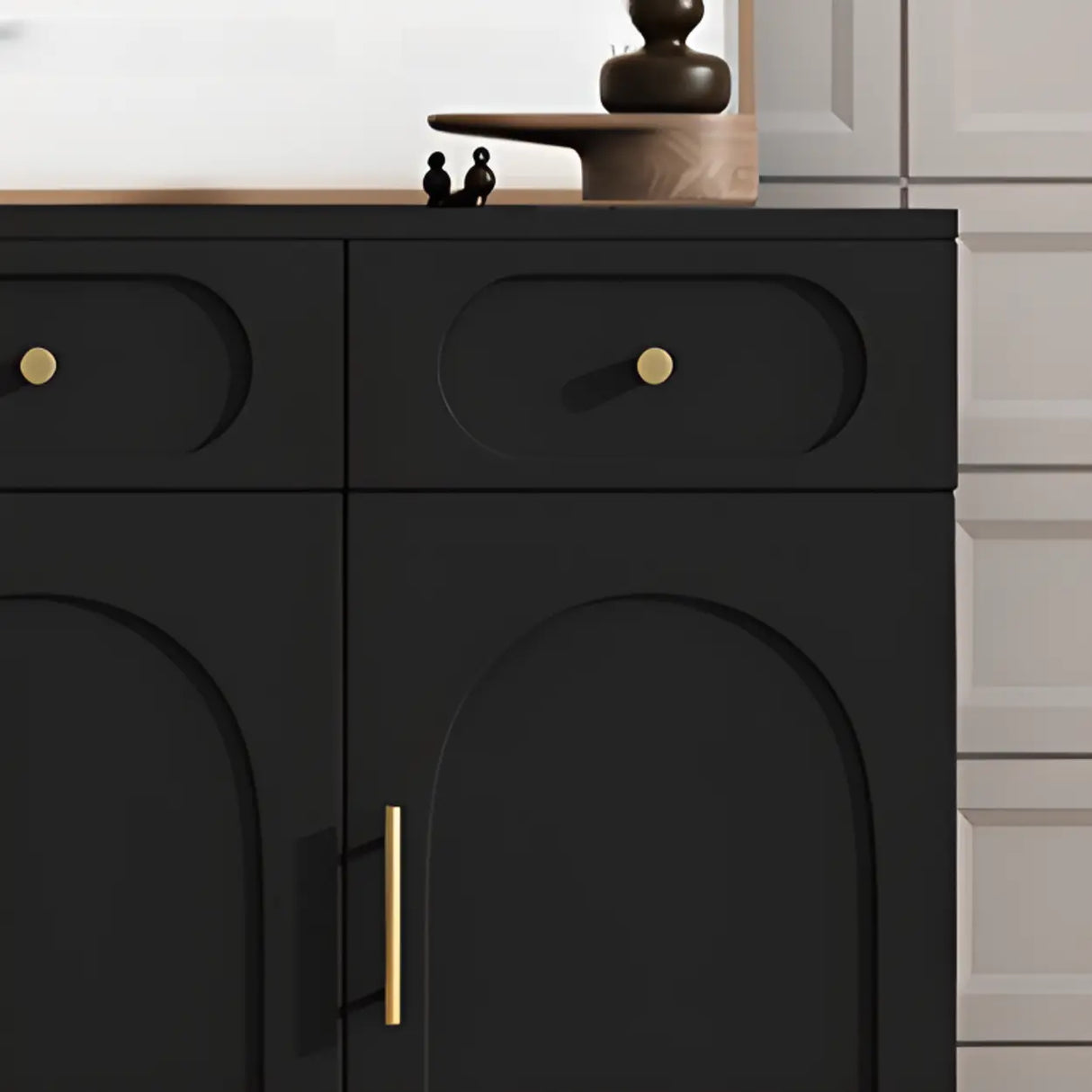 Modern Arch MDF Hallway White Medium Shoe Cabinet Image - 16