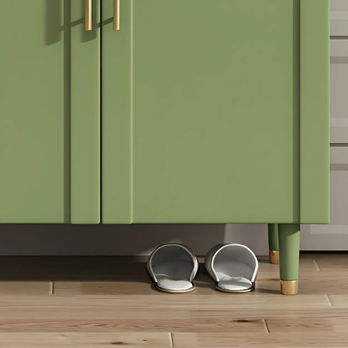 Modern Arch MDF Hallway White Medium Shoe Cabinet Image - 17