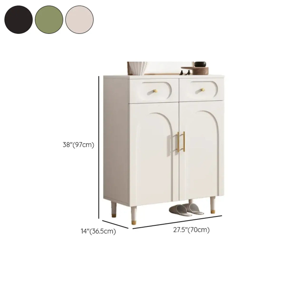 Modern Arch MDF Hallway White Medium Shoe Cabinet Image - 23