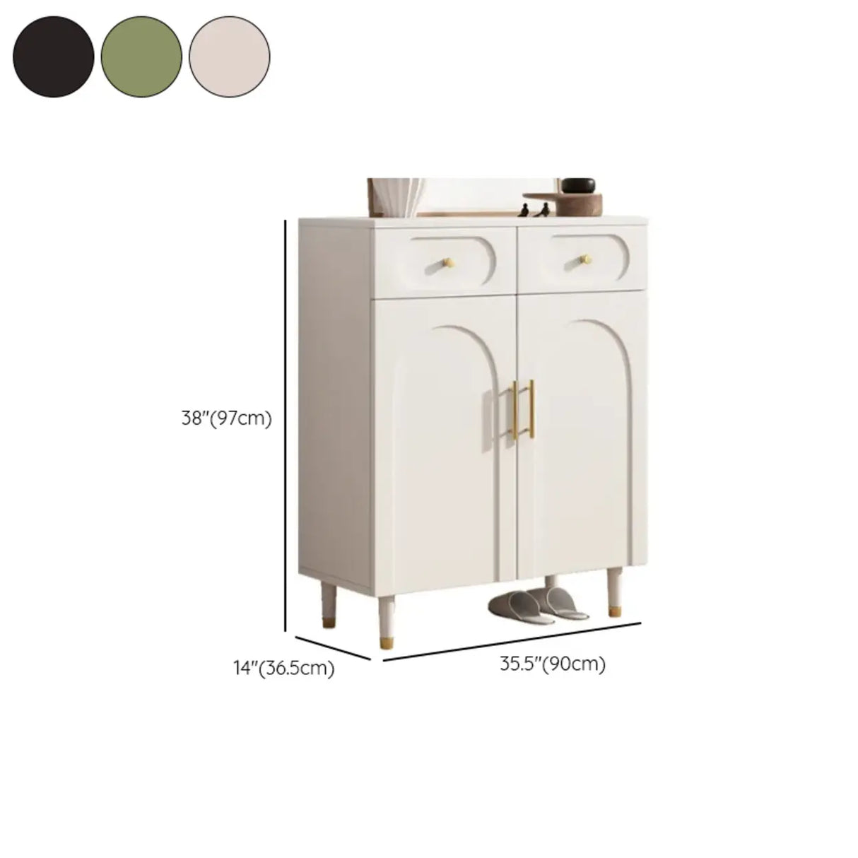 Modern Arch MDF Hallway White Medium Shoe Cabinet Image - 25