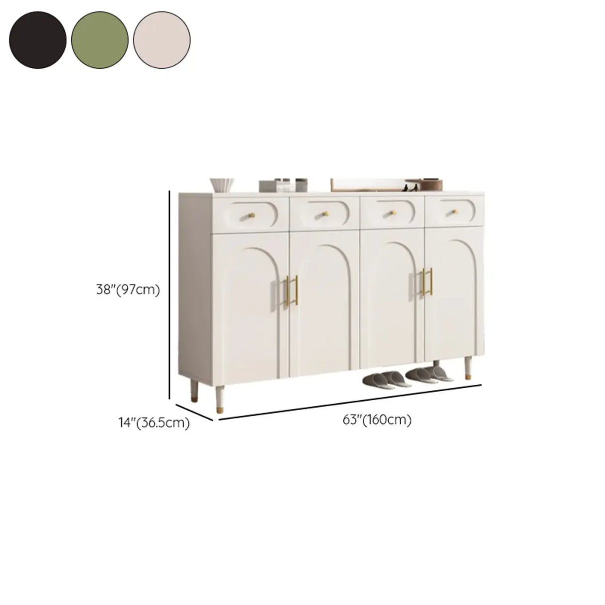 Modern Arch MDF Hallway White Medium Shoe Cabinet Image - 29