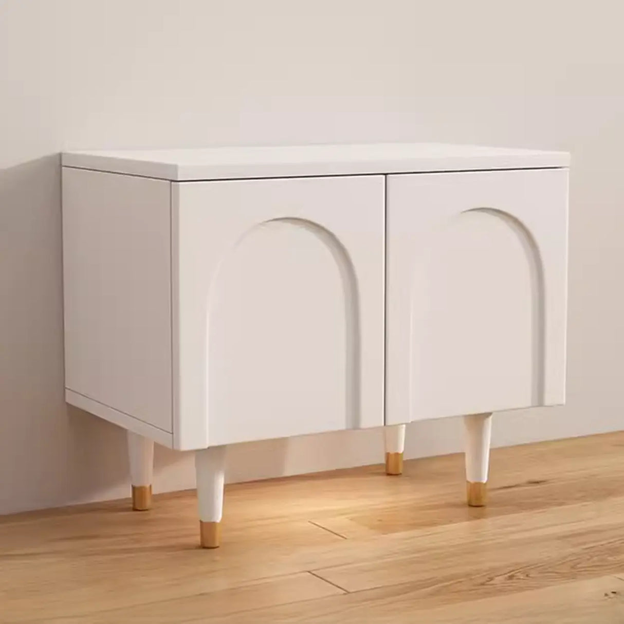 Modern Arch MDF Hallway White Medium Shoe Cabinet Image - 2