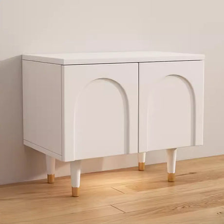Modern Arch MDF Hallway White Medium Shoe Cabinet Image - 2