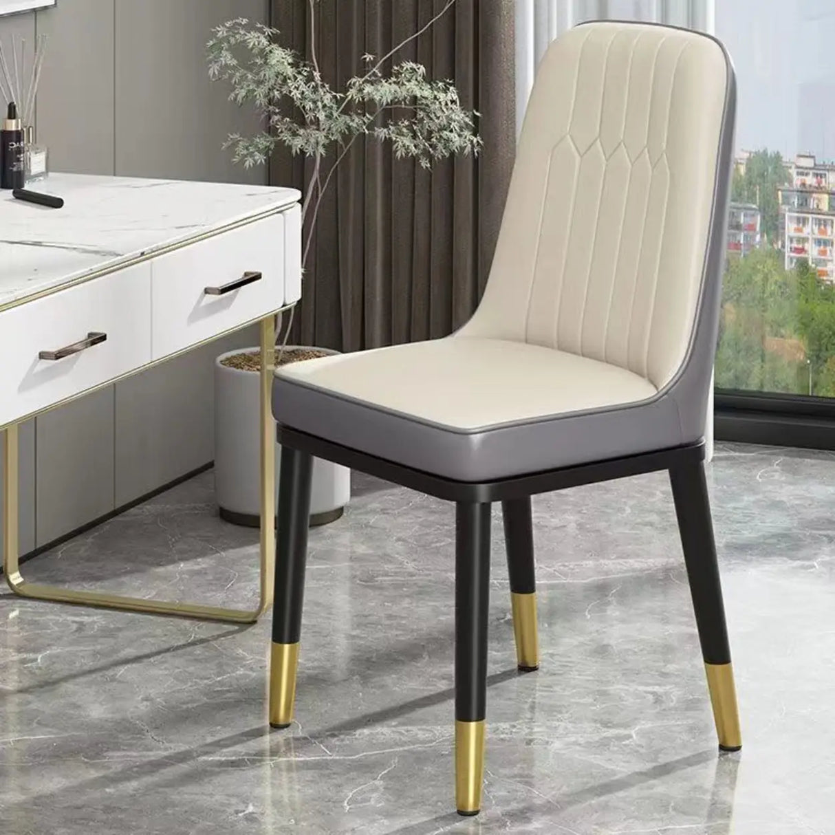 Modern Armless Dining Chairs with Padded Seat and Backrest Image - 6