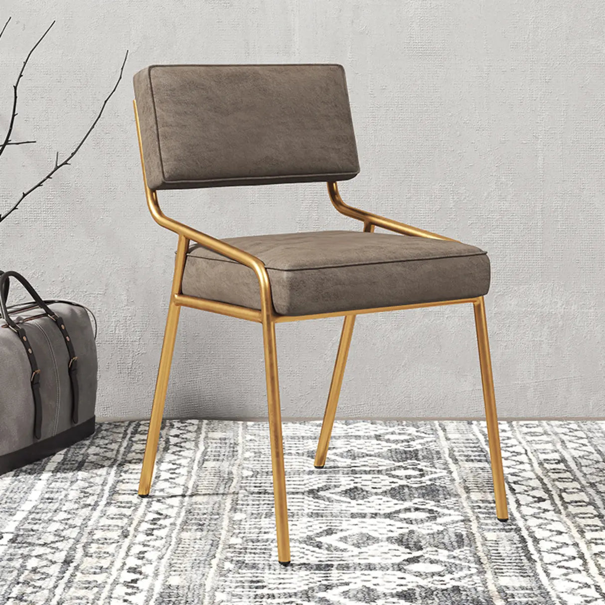 Modern Armless Faux Leather Upholstered Open Back Dining Chair Image - 13