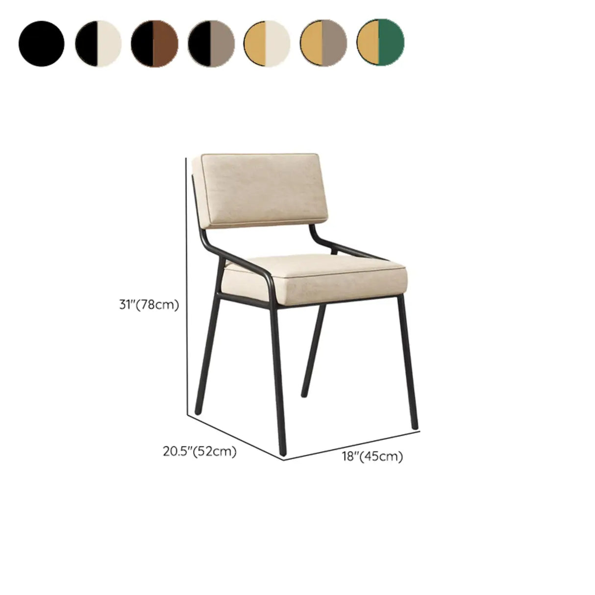 Modern Armless Faux Leather Upholstered Open Back Dining Chair