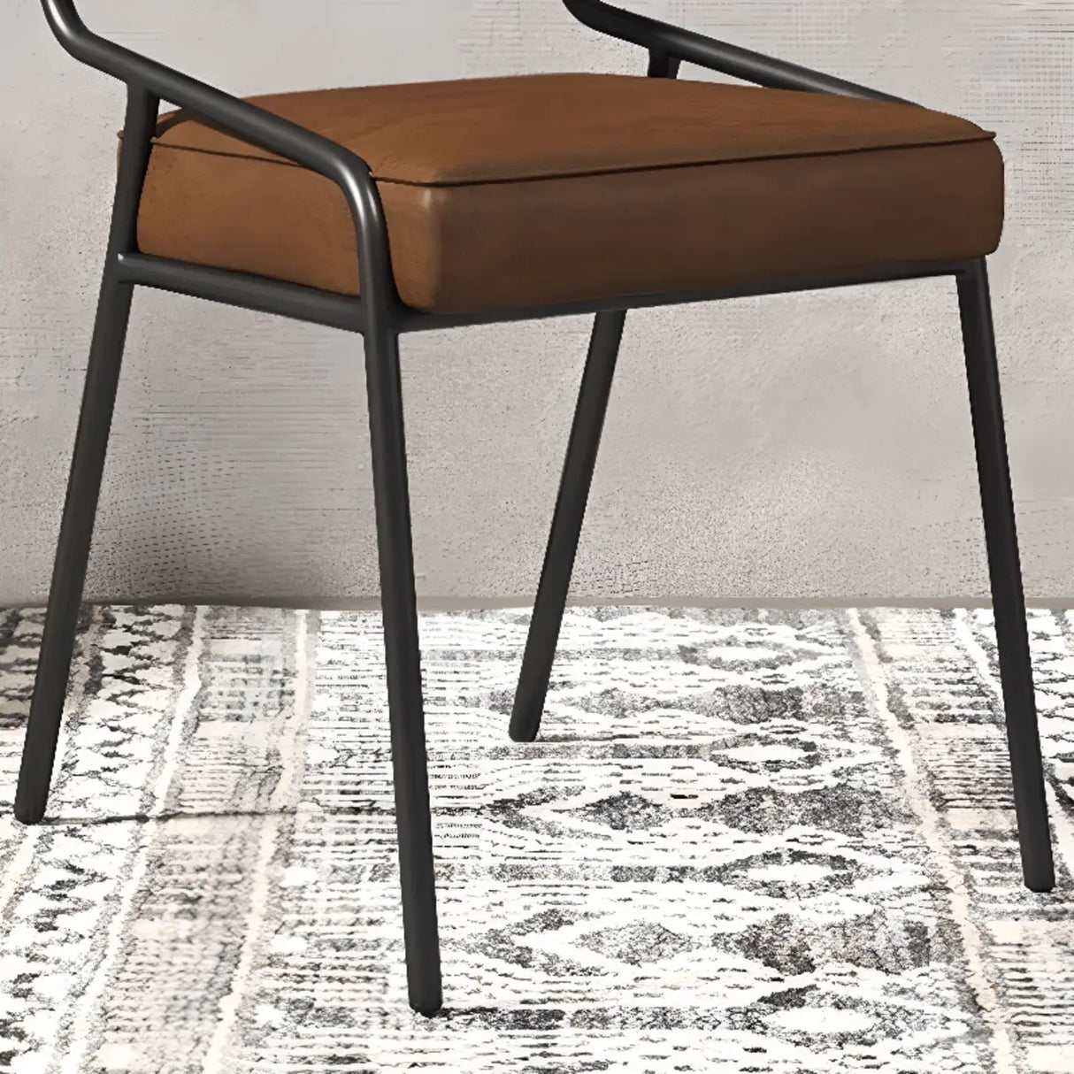 Modern Armless Faux Leather Upholstered Open Back Dining Chair Image - 9