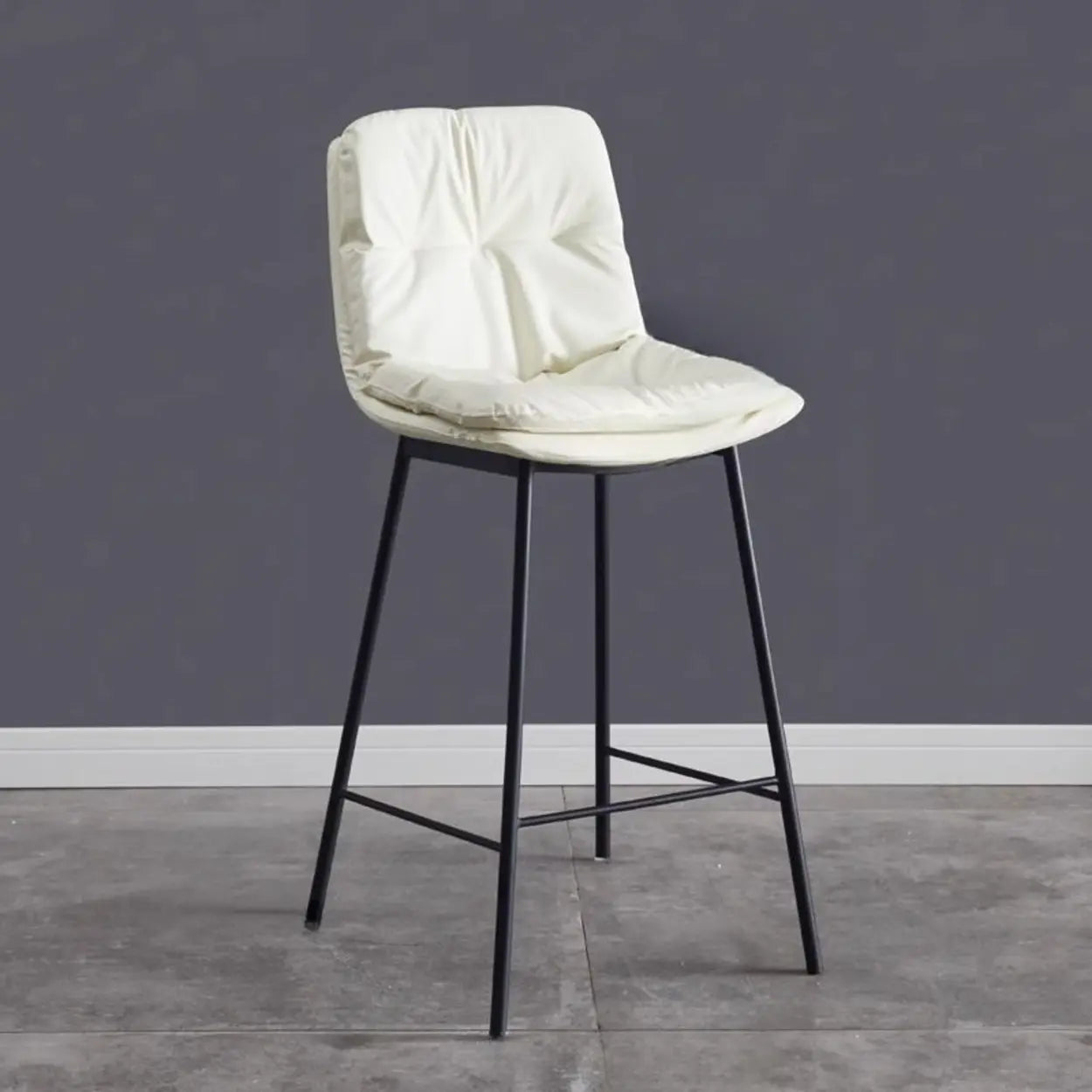 Modern Armless Leather Bar Stool with Padded Backrest Image - 10