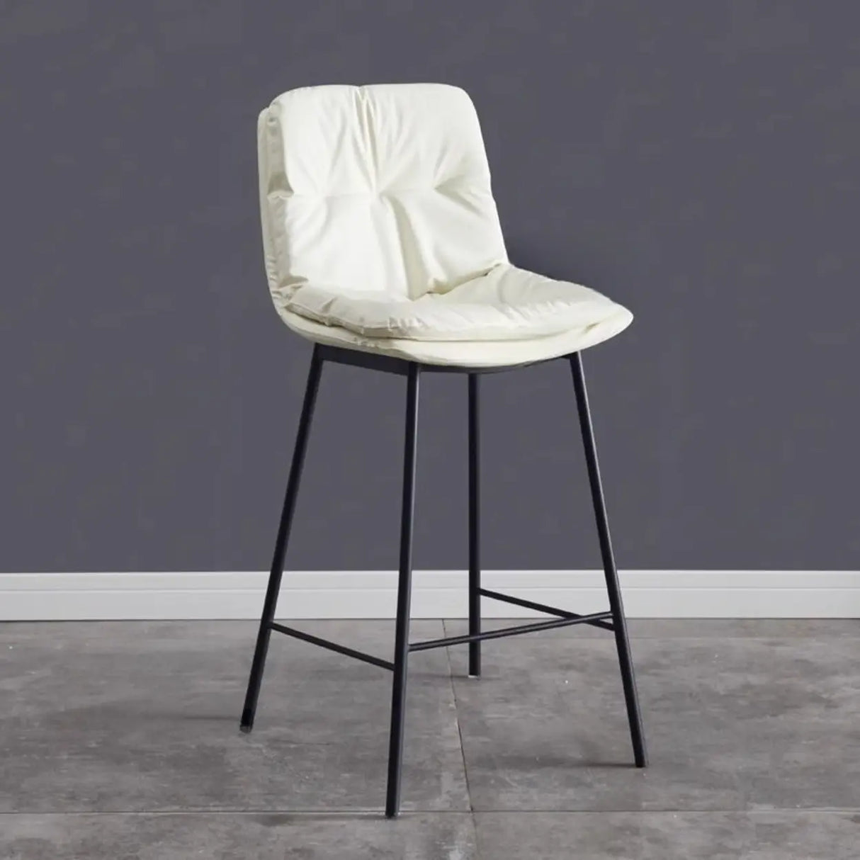 Modern Armless Leather Bar Stool with Padded Backrest Image - 10