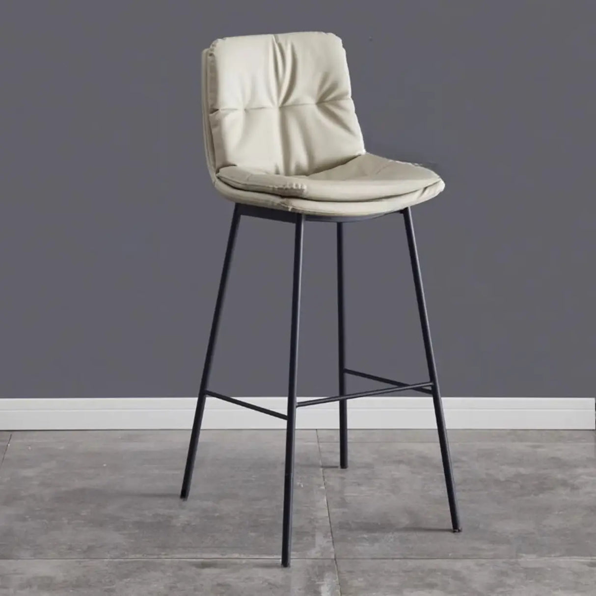 Modern Armless Leather Bar Stool with Padded Backrest Image - 12