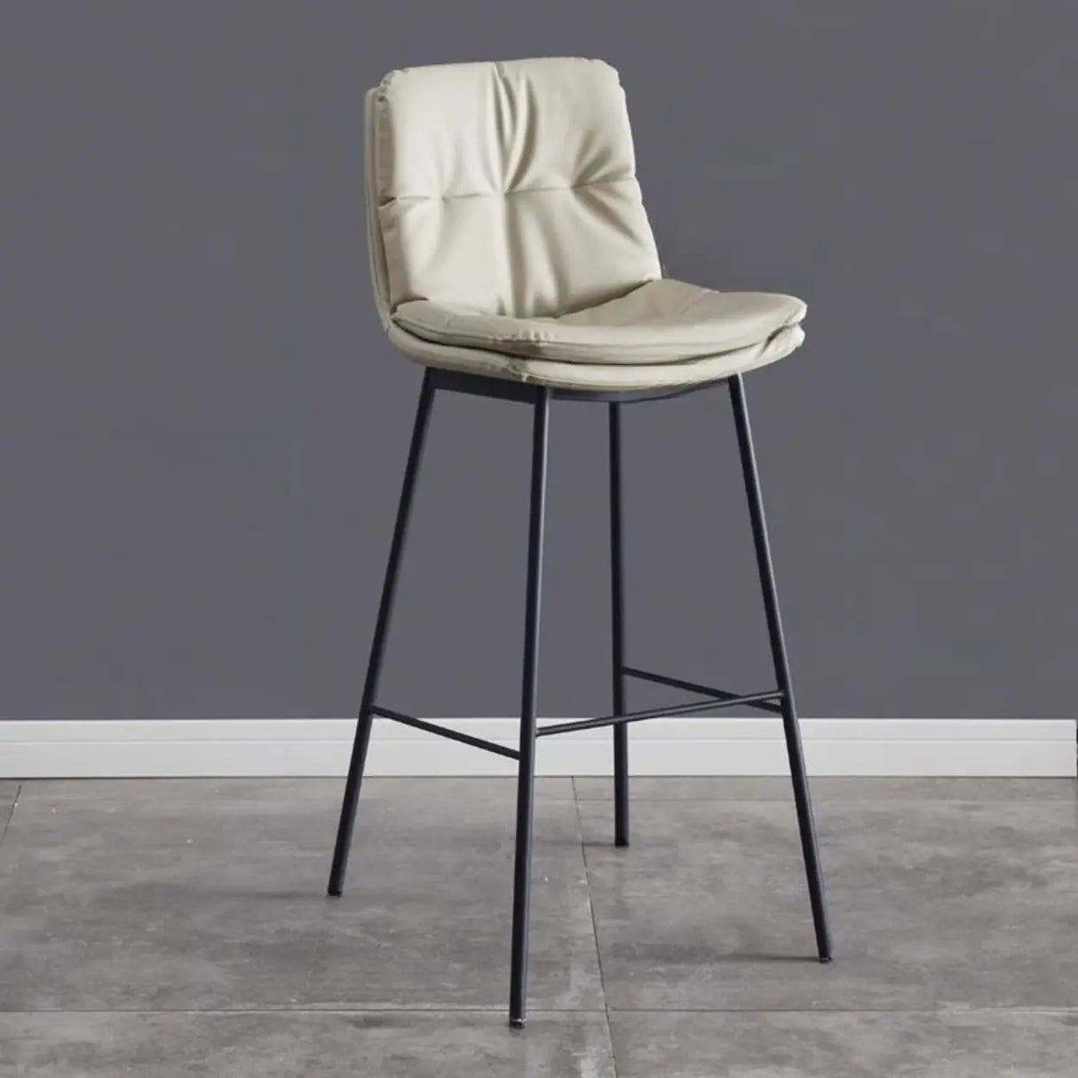 Modern Armless Leather Bar Stool with Padded Backrest Image - 13