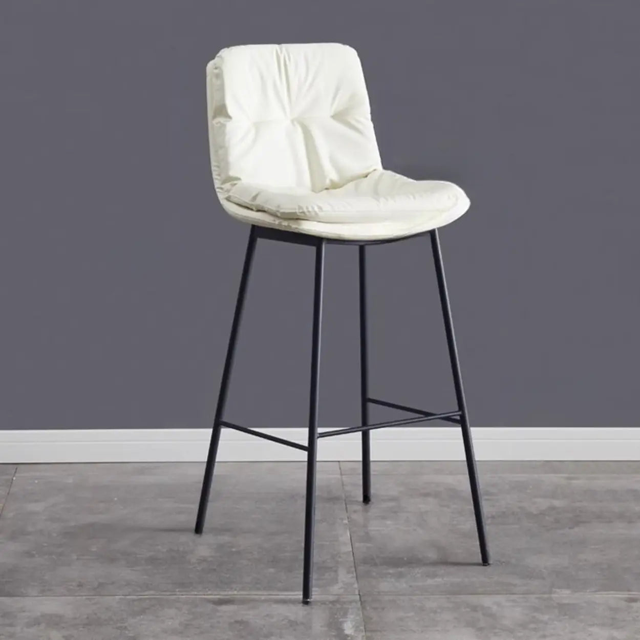 Modern Armless Leather Bar Stool with Padded Backrest Image - 2