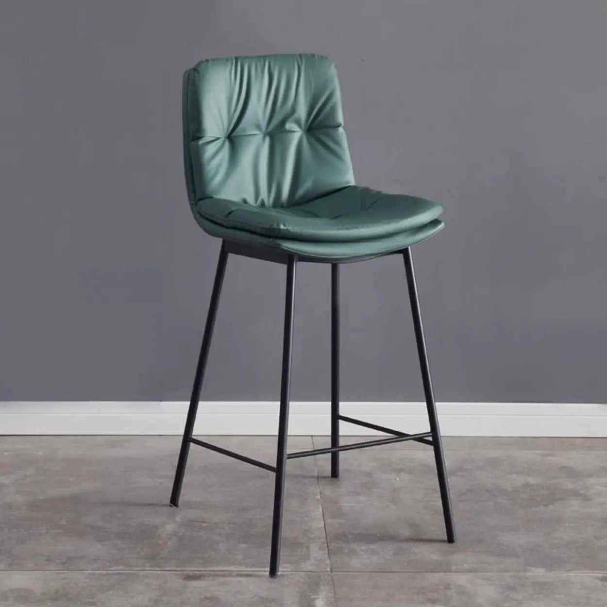Modern Armless Leather Bar Stool with Padded Backrest Image - 5