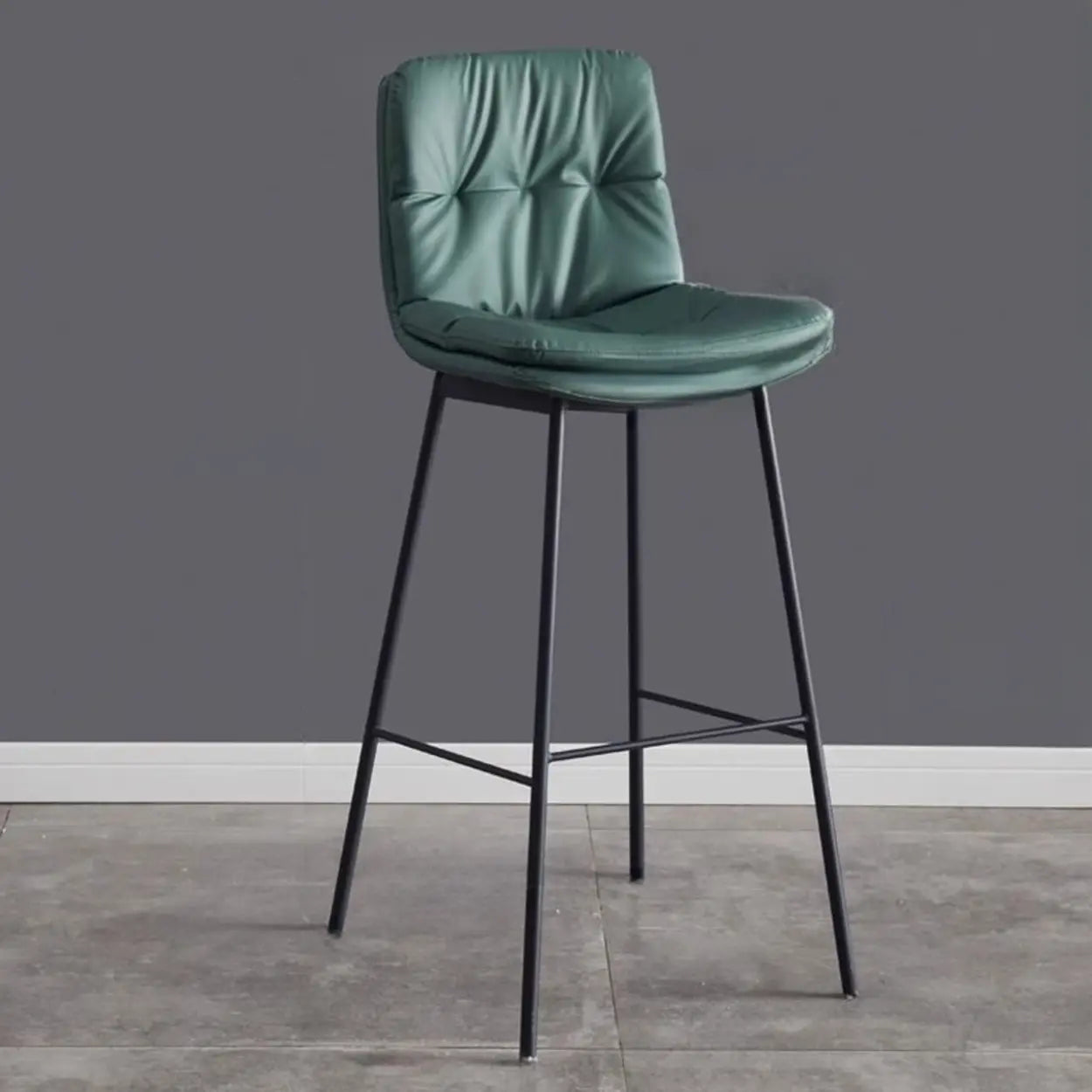 Modern Armless Leather Bar Stool with Padded Backrest Image - 9