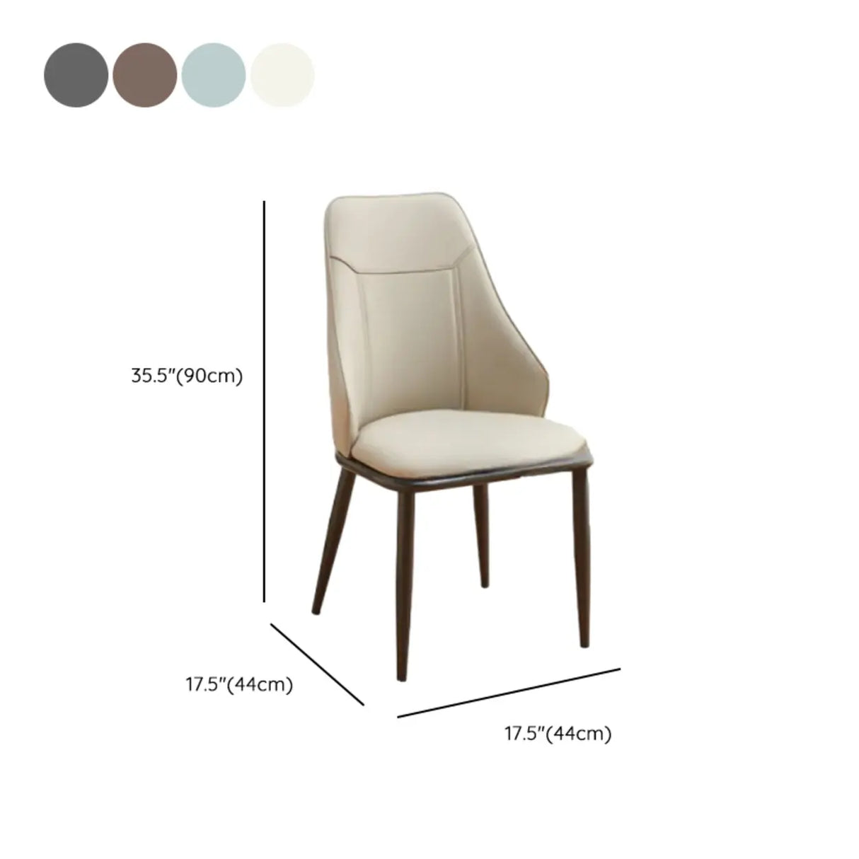 Modern Armless Leather Wingback Upholstered Dining Chairs