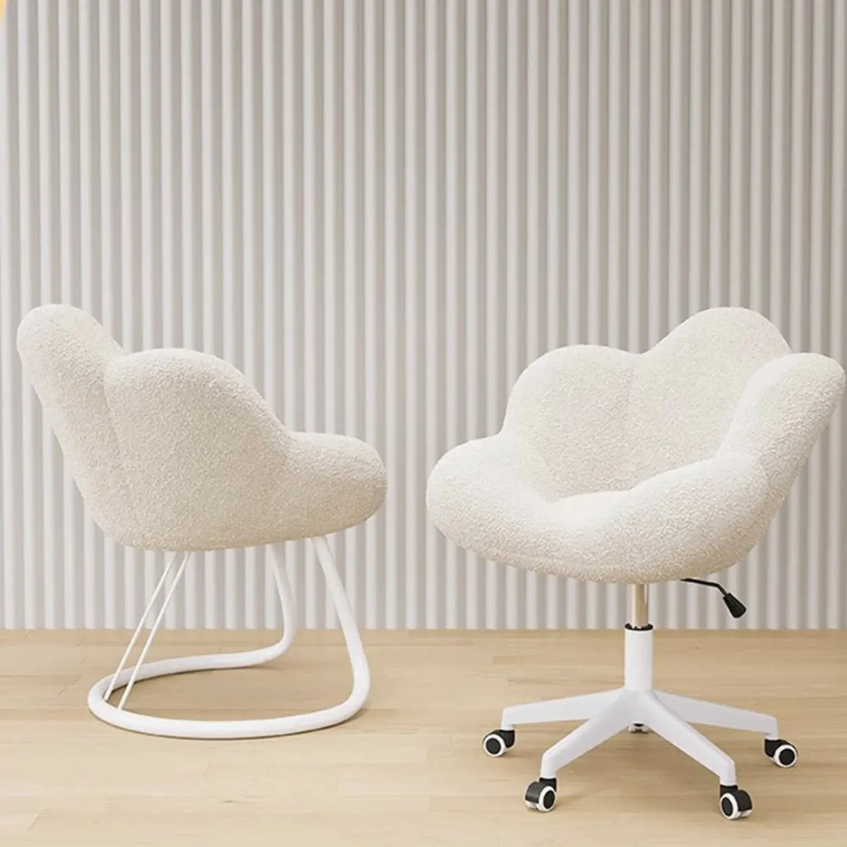 Modern Armless White Adjustable Cozy Swivel Office Chair Image - 1