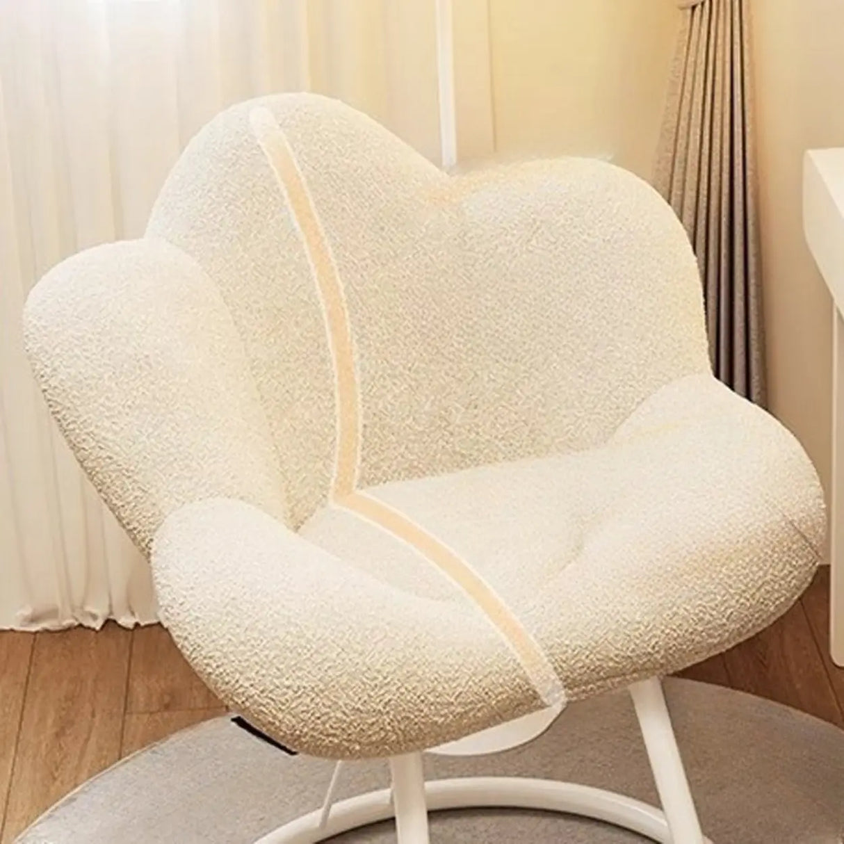 Modern Armless White Adjustable Cozy Swivel Office Chair Image - 12