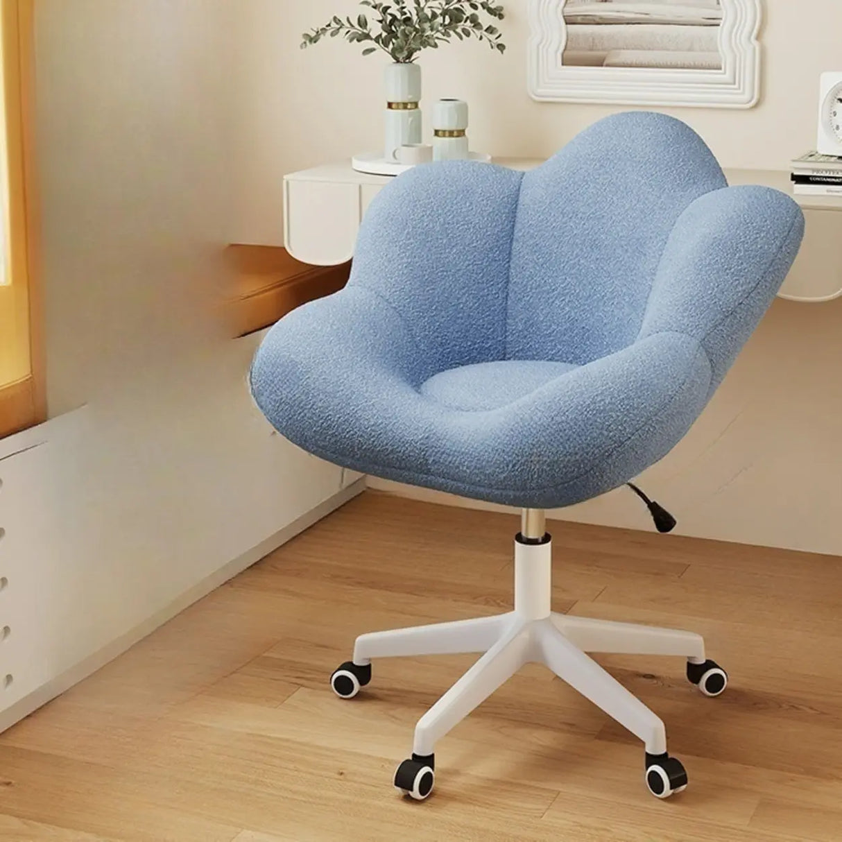 Modern Armless White Adjustable Cozy Swivel Office Chair Image - 13