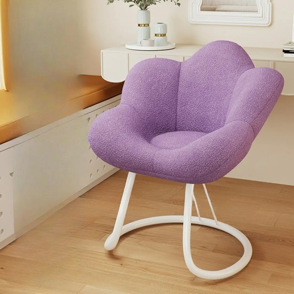 Modern Armless White Adjustable Cozy Swivel Office Chair Image - 15