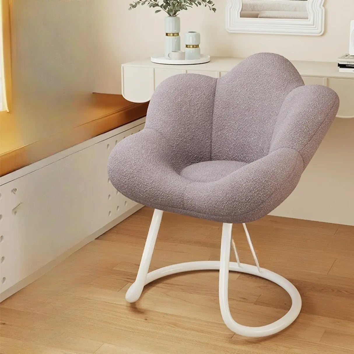 Modern Armless White Adjustable Cozy Swivel Office Chair Image - 2