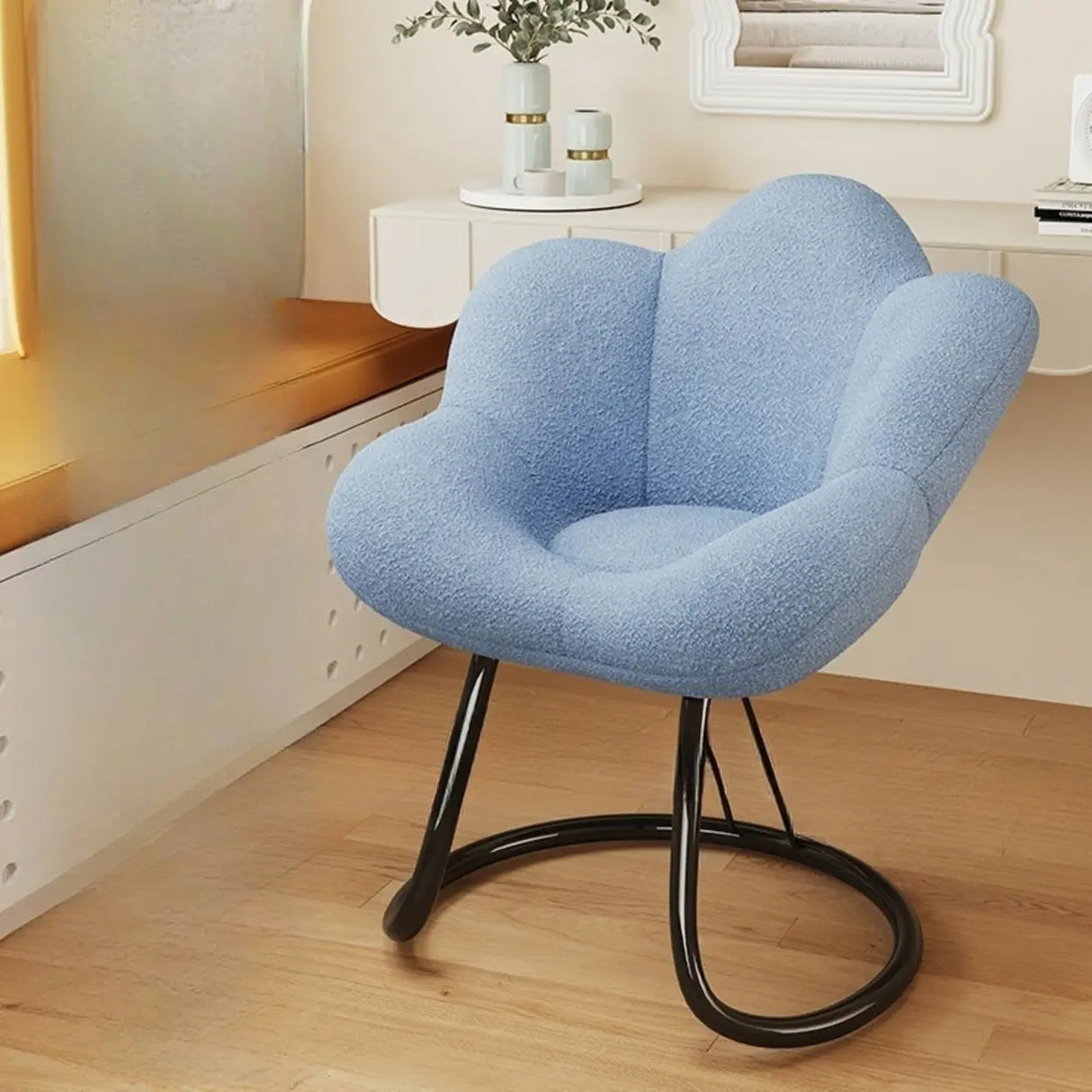 Modern Armless White Adjustable Cozy Swivel Office Chair Image - 20