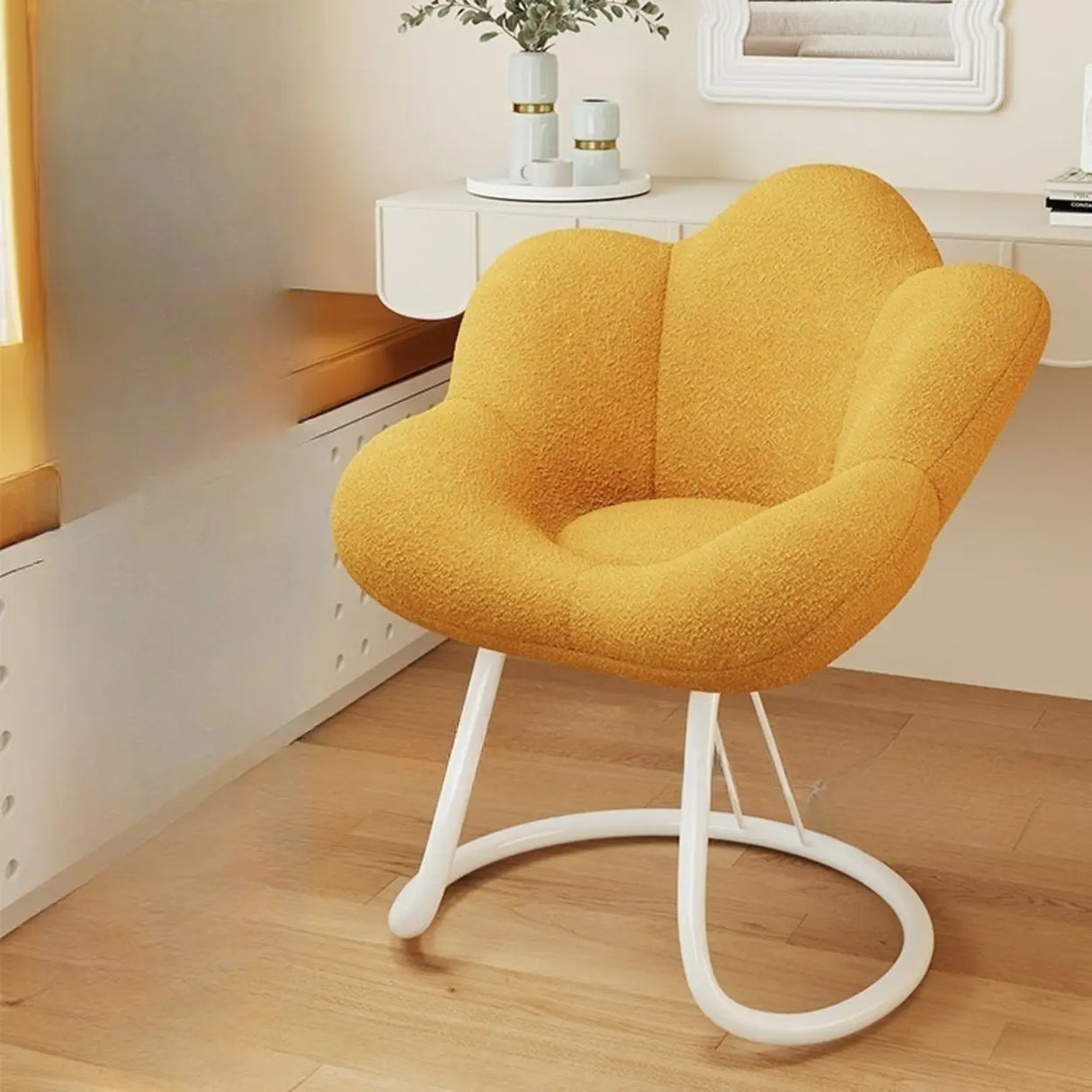 Modern Armless White Adjustable Cozy Swivel Office Chair Image - 24