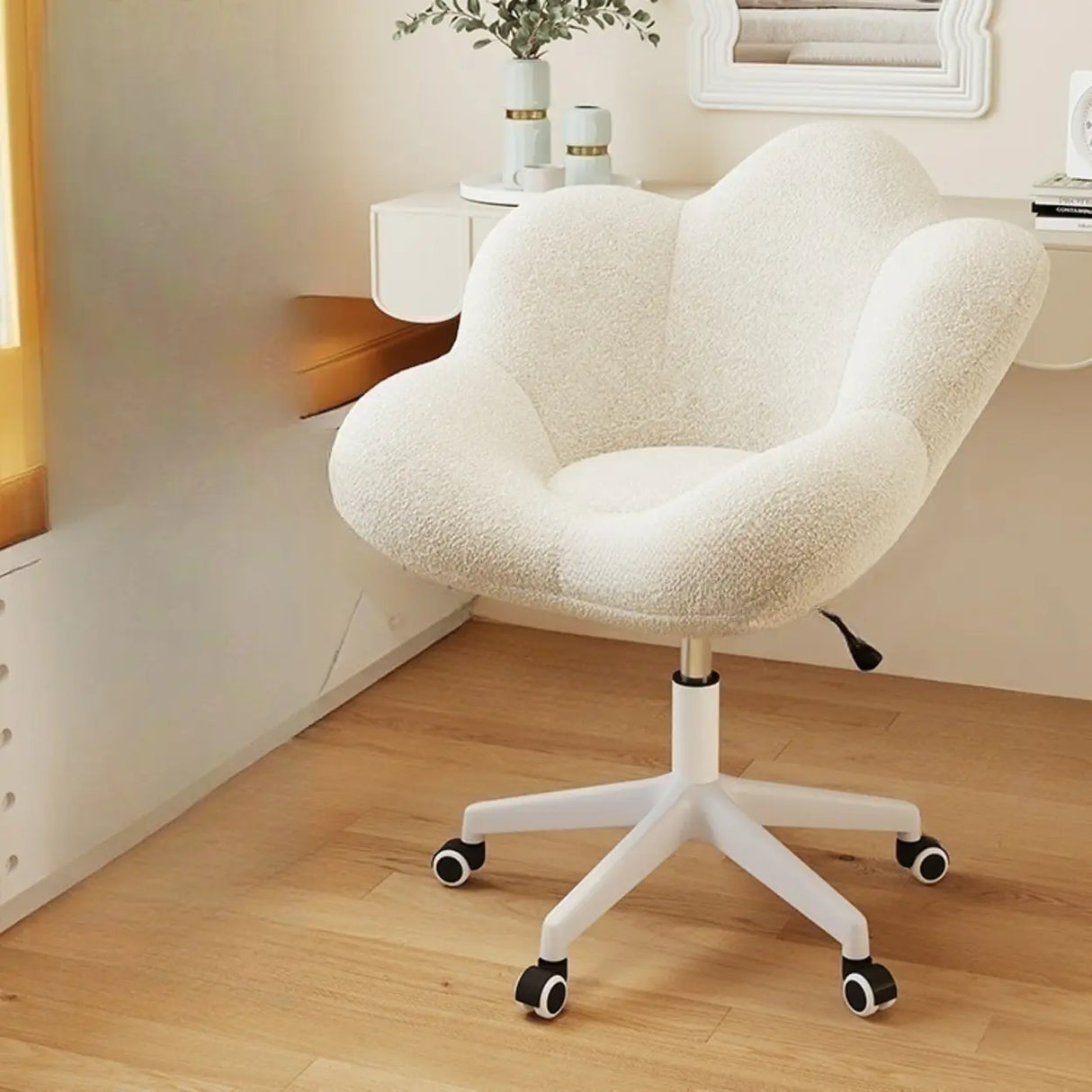 Modern Armless White Adjustable Cozy Swivel Office Chair Image - 26