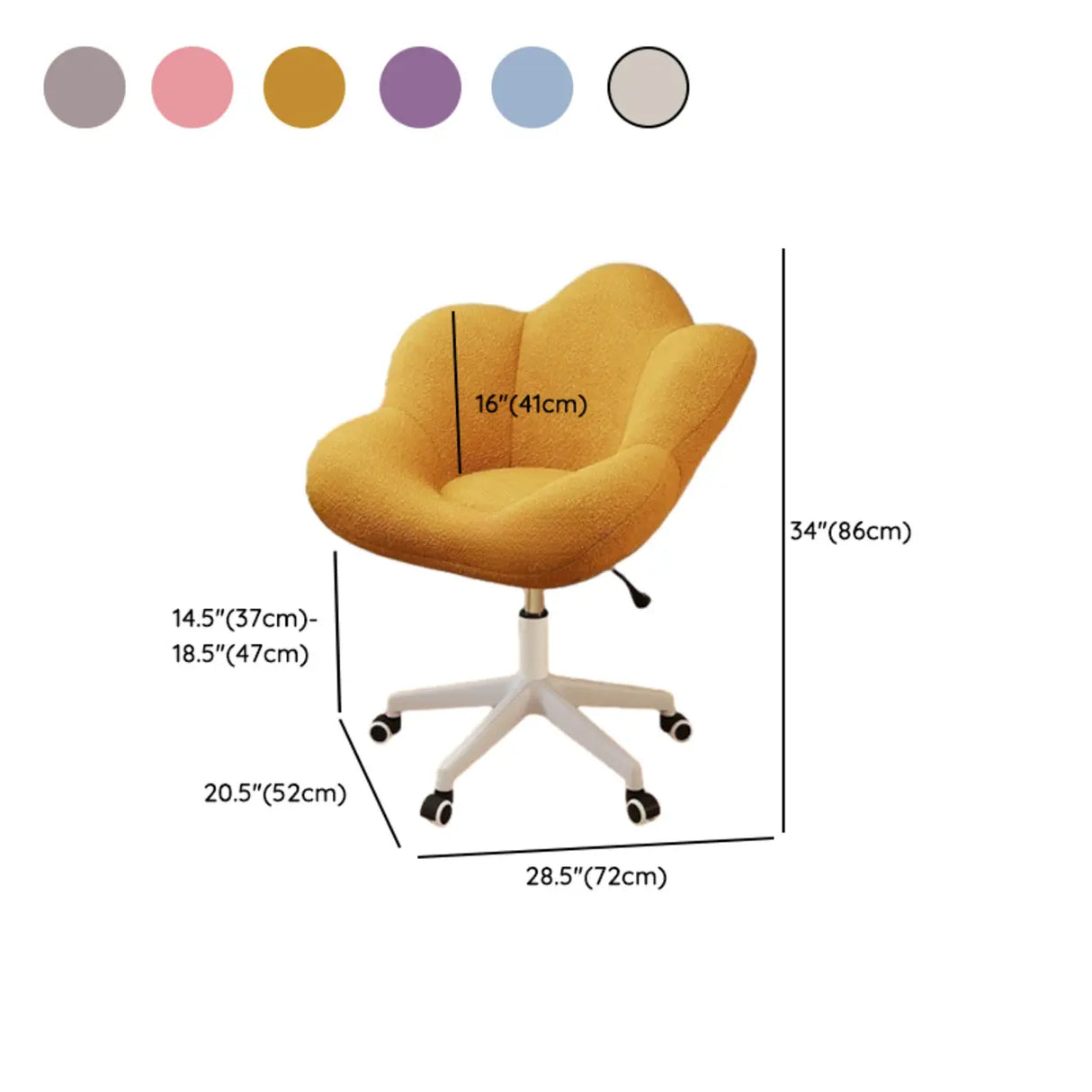 Modern Armless White Adjustable Cozy Swivel Office Chair Image - 31