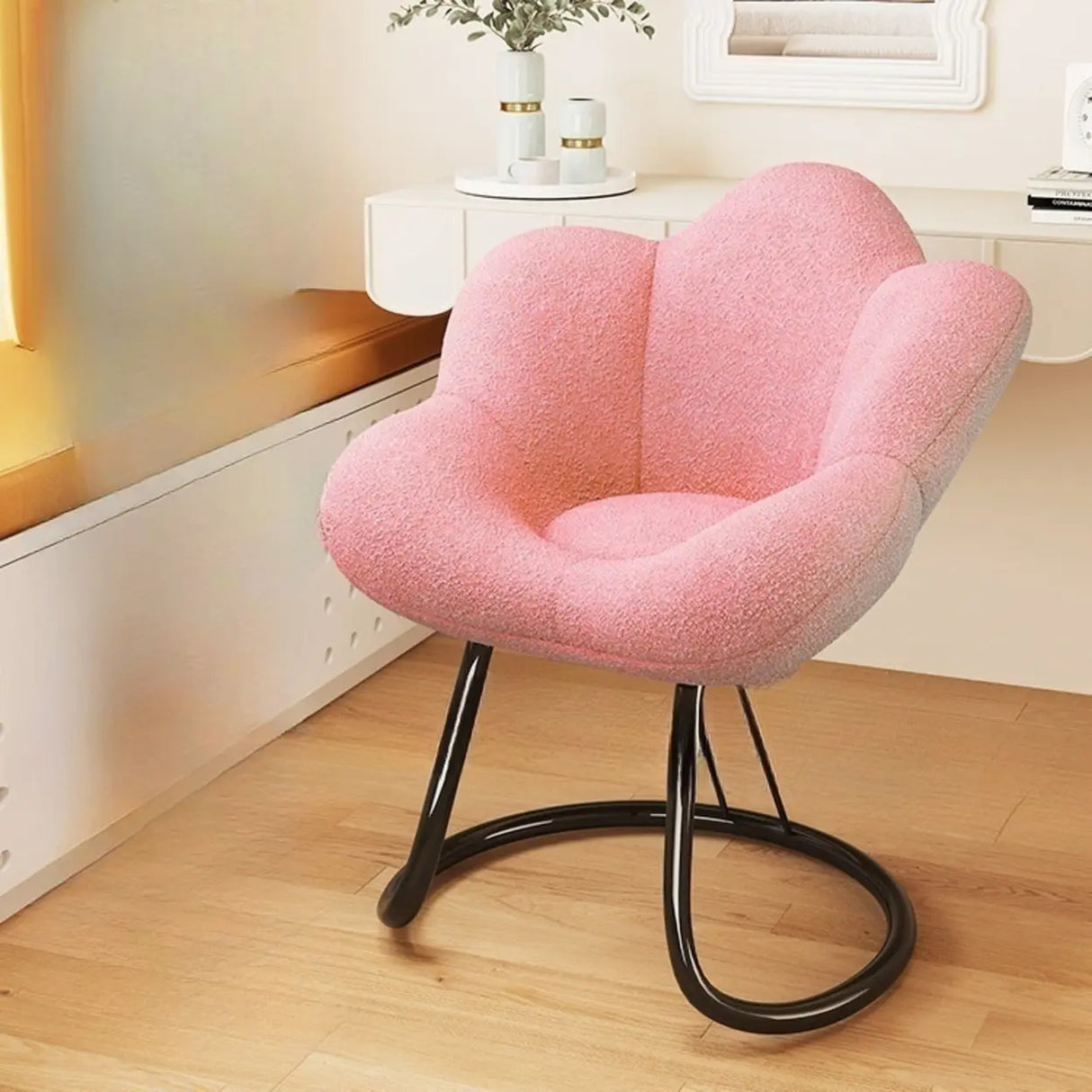 Modern Armless White Adjustable Cozy Swivel Office Chair Image - 4