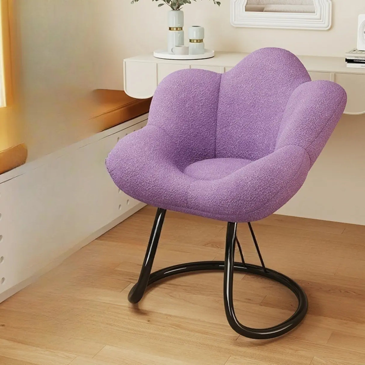 Modern Armless White Adjustable Cozy Swivel Office Chair Image - 6