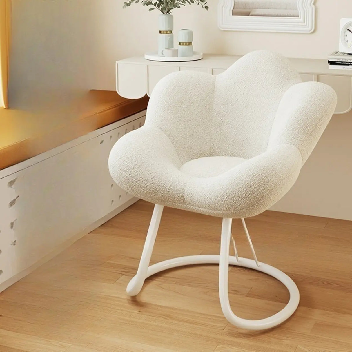 Modern Armless White Adjustable Cozy Swivel Office Chair Image - 7