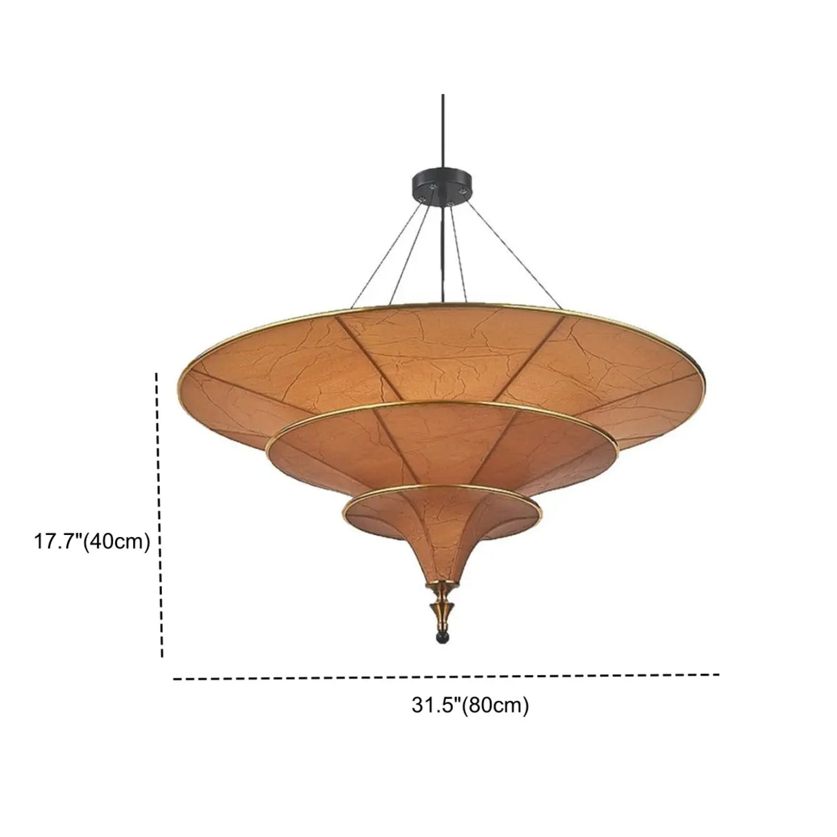 Modern Art Deco Parasol-Style Tiered Parchment Pendant Light Image - 8