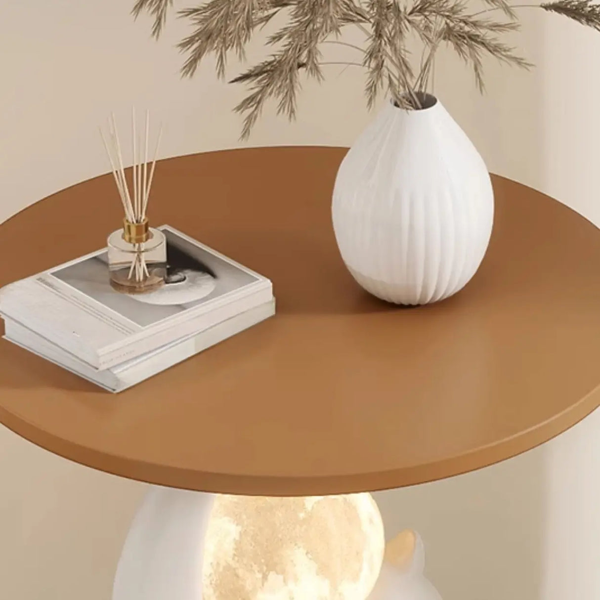 Modern Art Wood Sculptural Animal Side Table with Lighting Image - 7