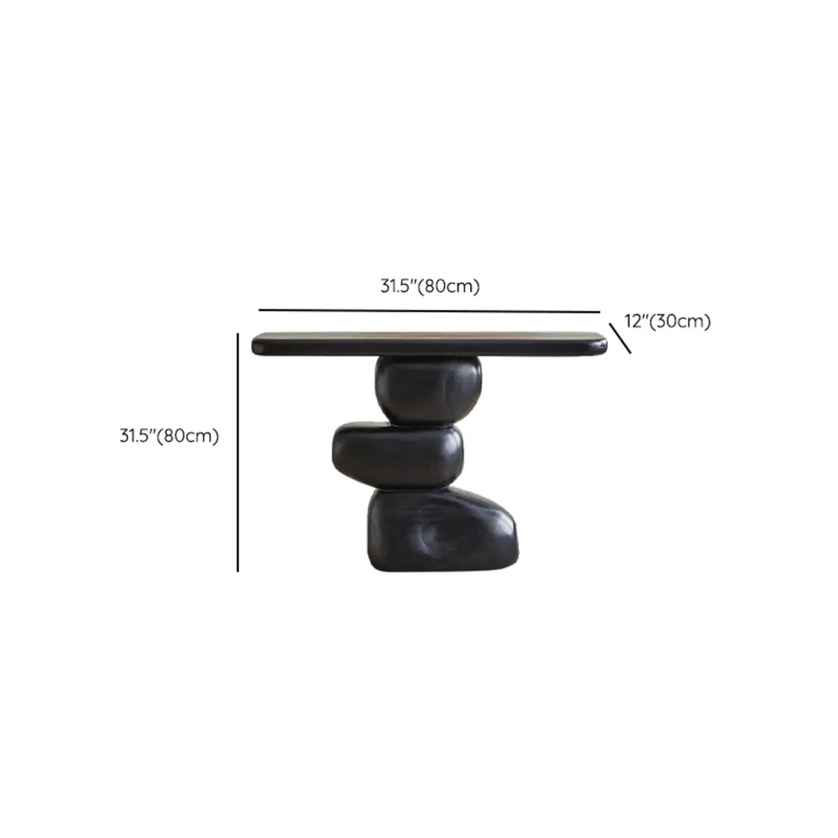 Modern Artistic Black Sculptural Pedestal Wood Console Table