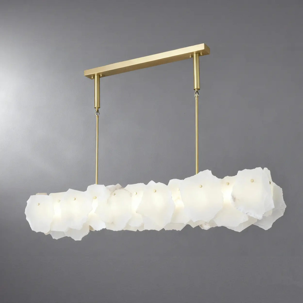 Modern Artistic Brass Alabaster linear Dining Room Island Light Image - 4