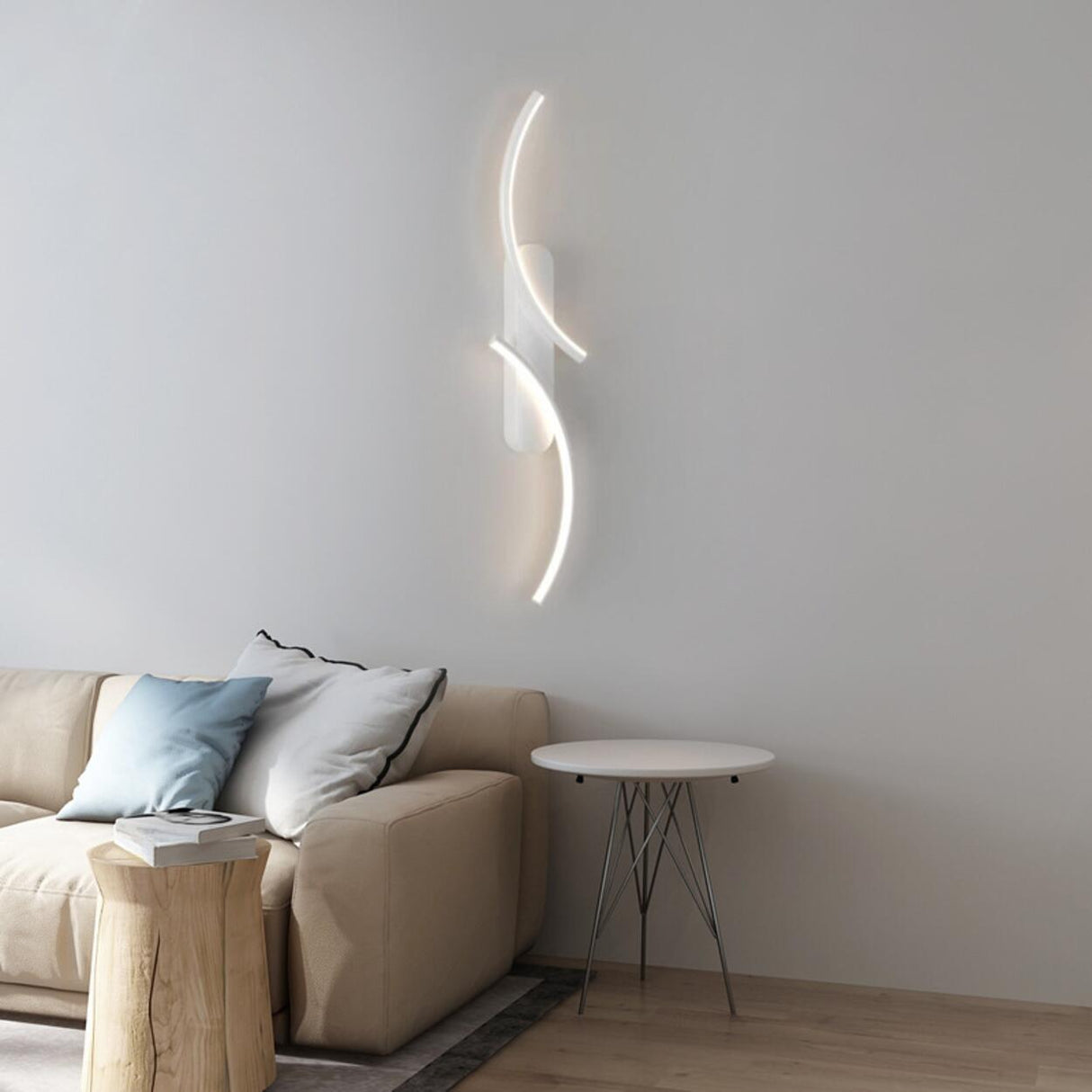 Modern Artistic Curved LED Bedroom Wall Sconce Image - 3
